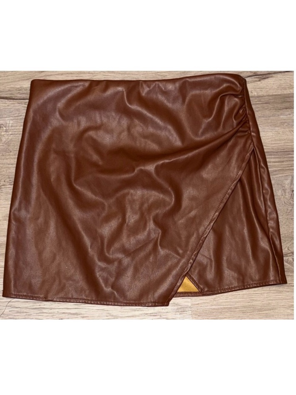 Woman's Brown Pleather Skirt Size Large